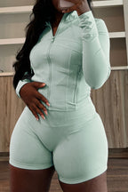 Long Sleeve Crop Top and Shorts Set Lavish Daily