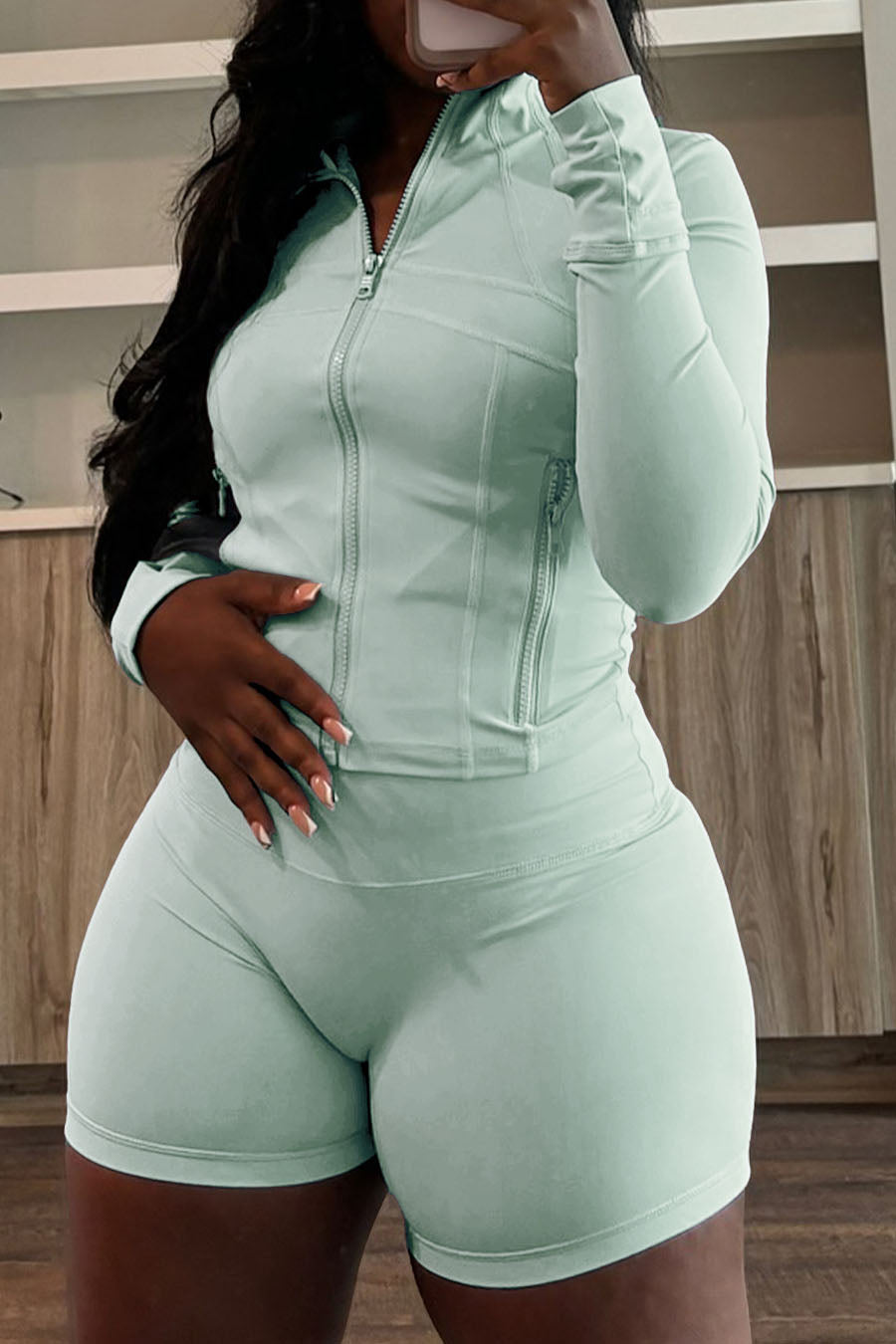 Long Sleeve Crop Top and Shorts Set Lavish Daily