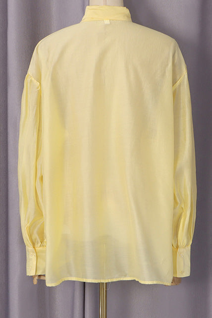 Satin Scarf-Neck Blouse Lavish Daily