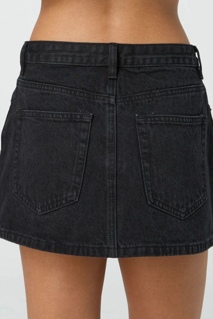 Washed Elastic High Waist Shorts Denim Skirts Lavish Daily