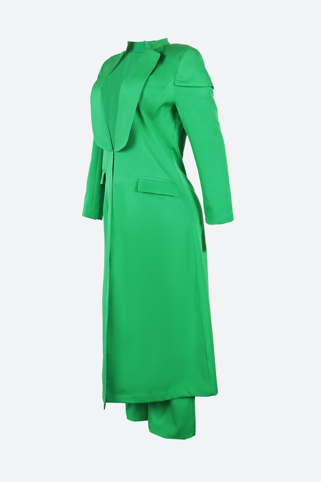 Solid Color Notch Lapel Long Suit Two-Piece Set Lavish Daily