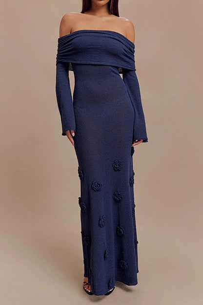 Off Shoulder Knit Maxi Dress Lavish Daily