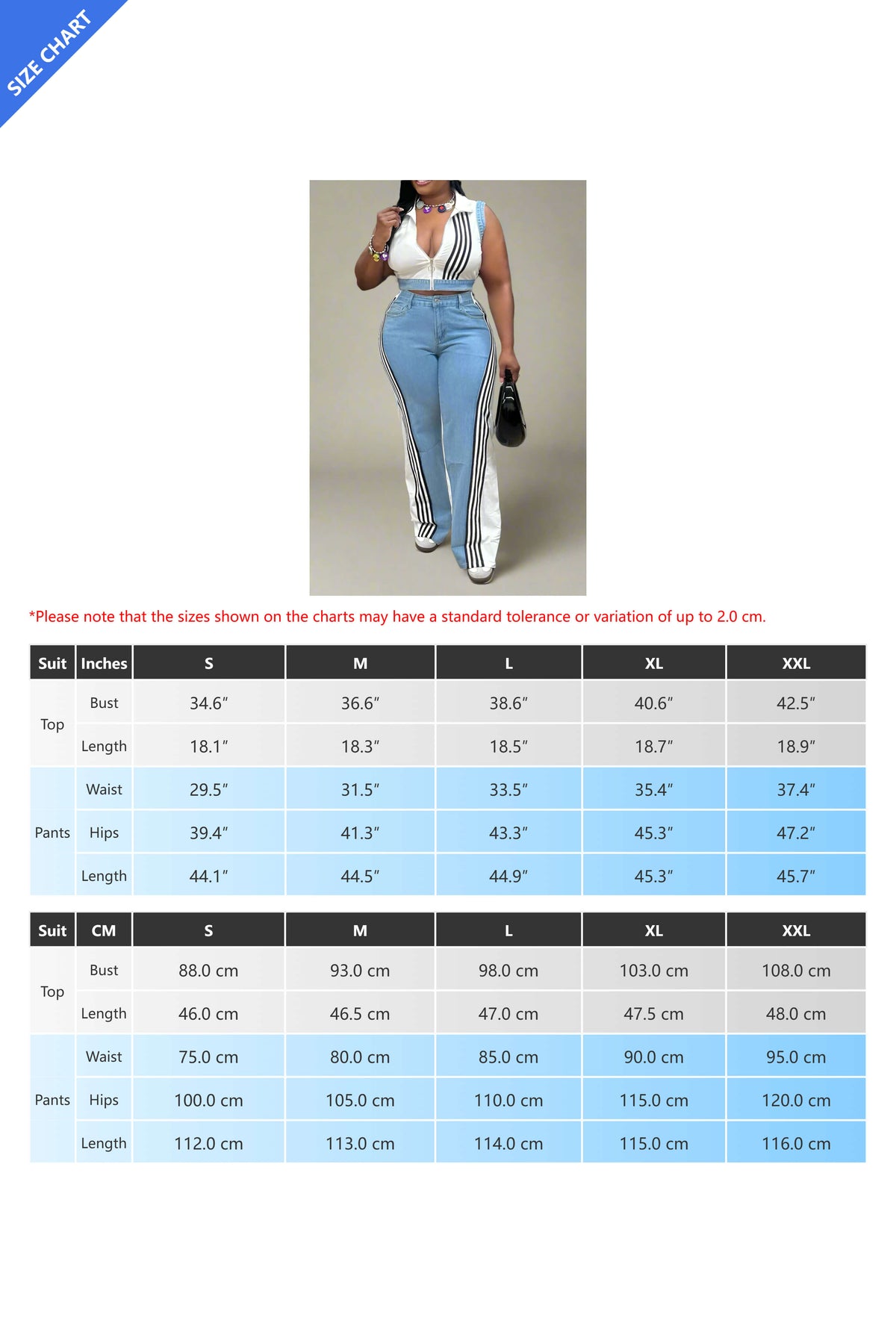Striped Cropped Top Denim Pant Sets Lavish Daily