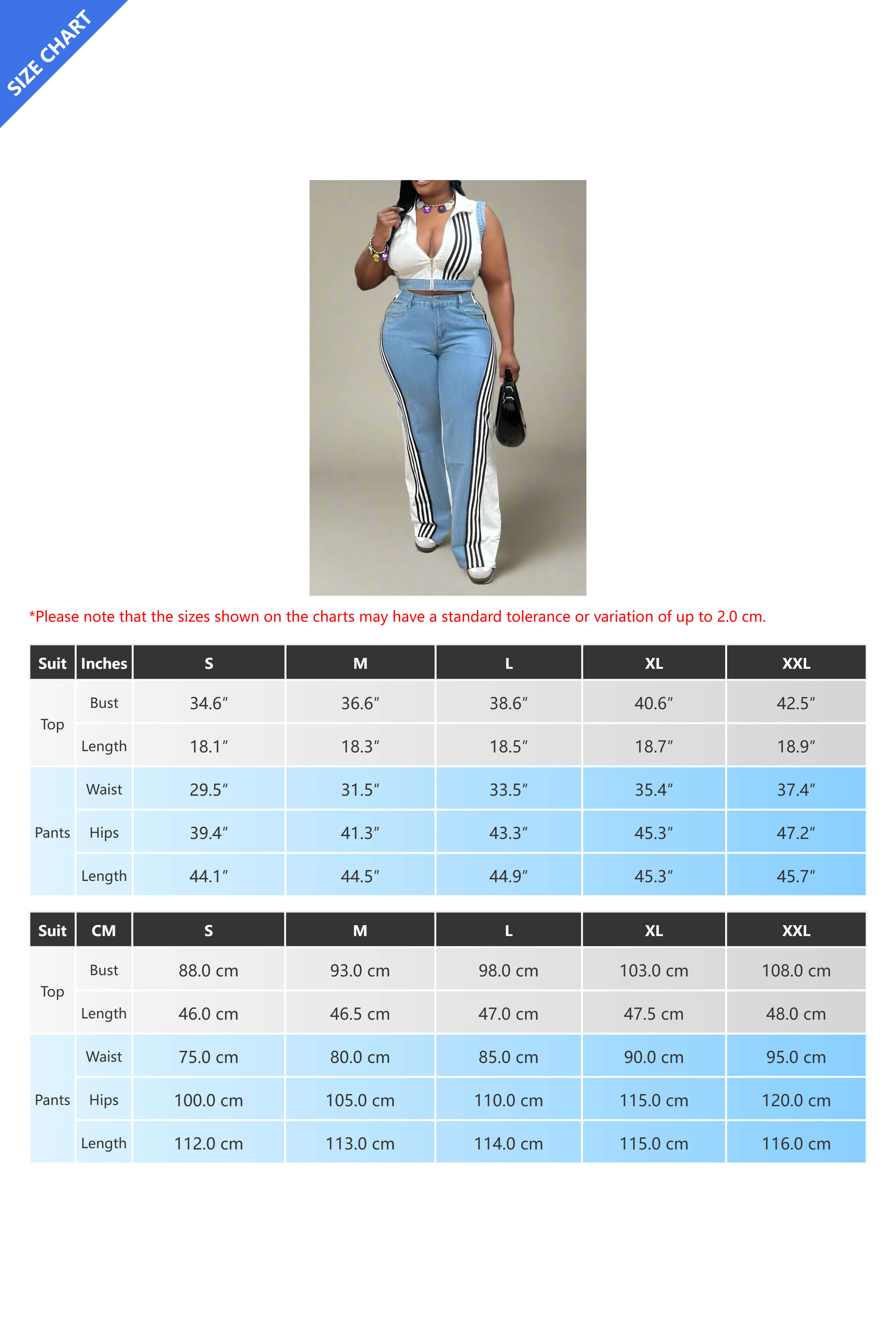 Striped Cropped Top Denim Pant Sets Lavish Daily