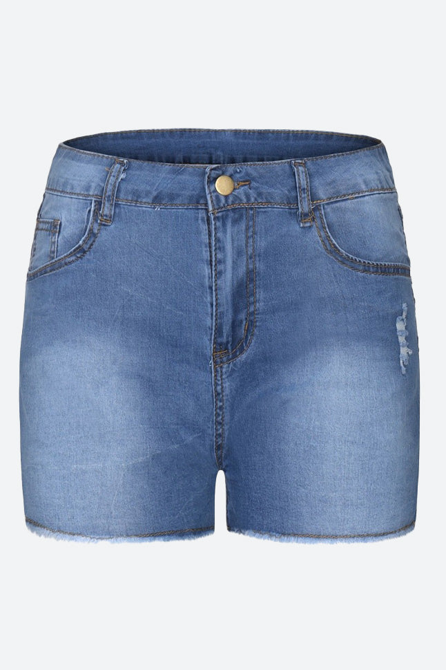 Stretch Skinny Ripped Denim Shorts Lavish Daily