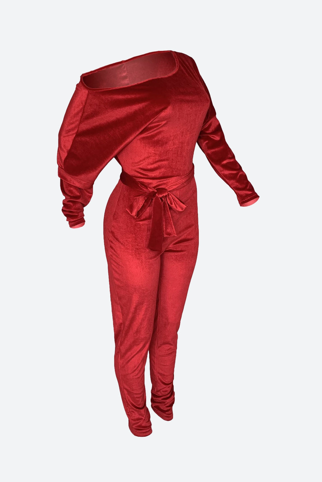 Velvet One Shoulder Jumpsuit Lavish Daily