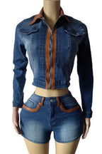 Retro Stretch Denim Colorblock Set Lavish Daily