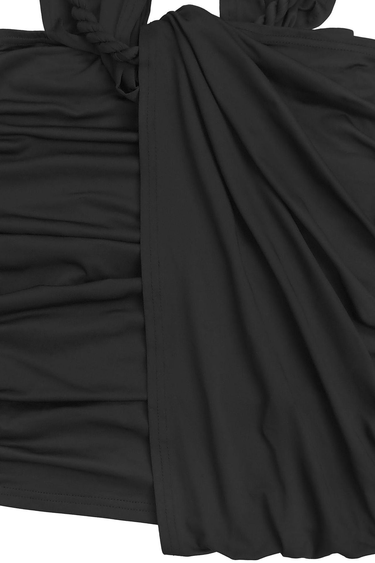 Plunging Halter Ruched Cutout Mini Dress Lavish Daily