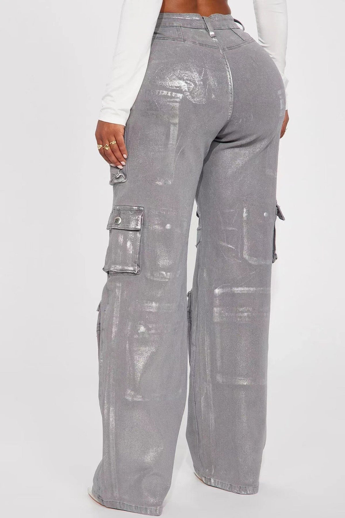 High-Shine Multi-Pocket Cargo Pants Lavish Daily