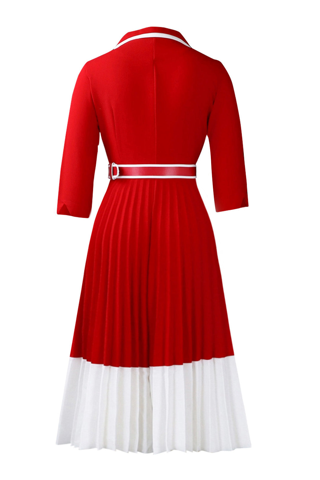 Elegant Lapel Belted Pleated Midi Dress Lavish Daily