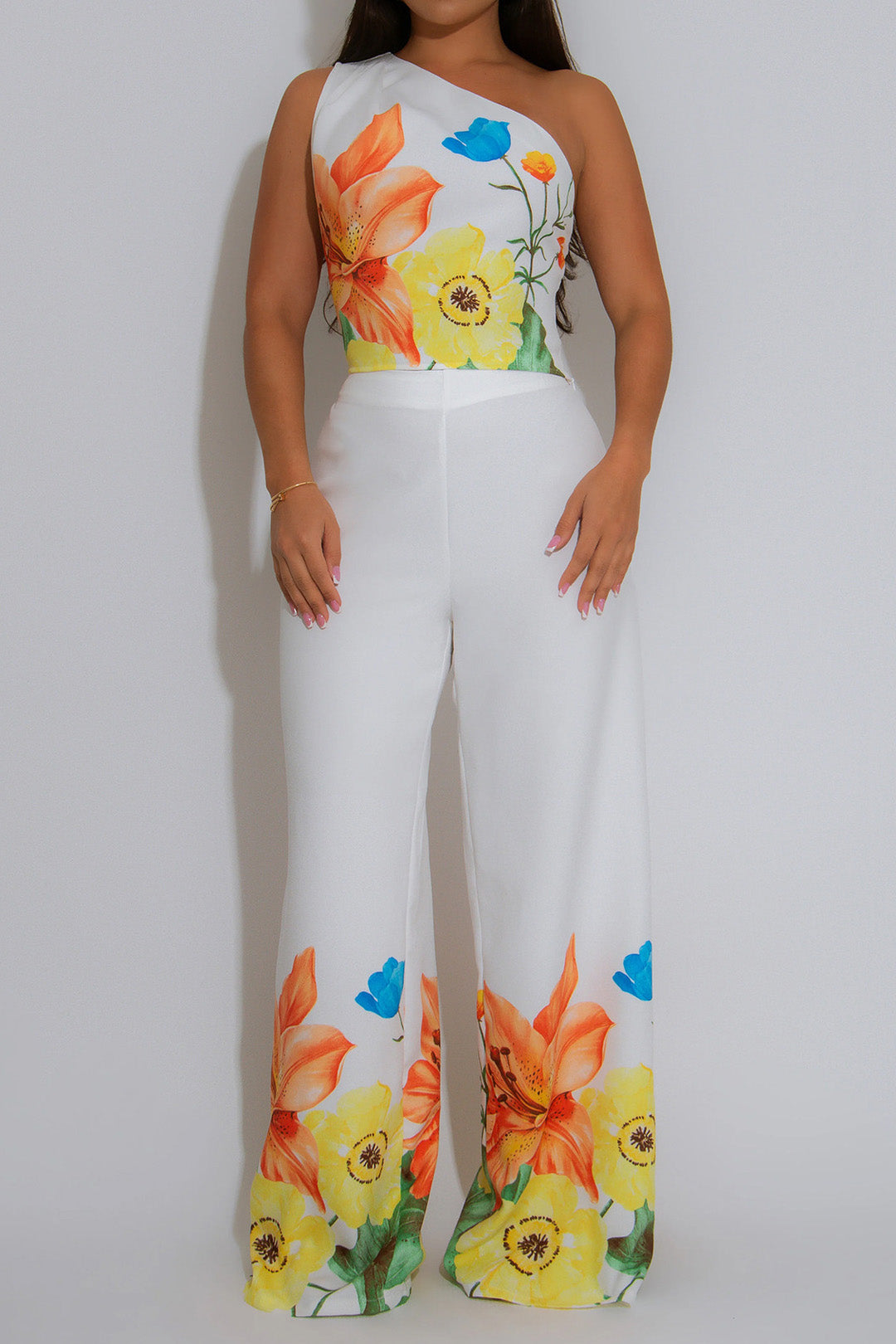 Elegant One Shoulder Top and Wide Leg Pants Set Lavish Daily