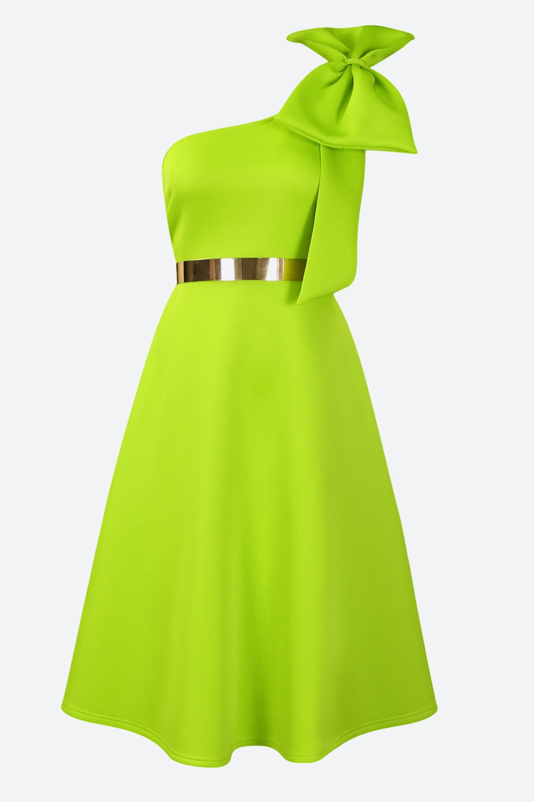 Single Shoulder Bow Detail Flare Midi Dress Lavish Daily