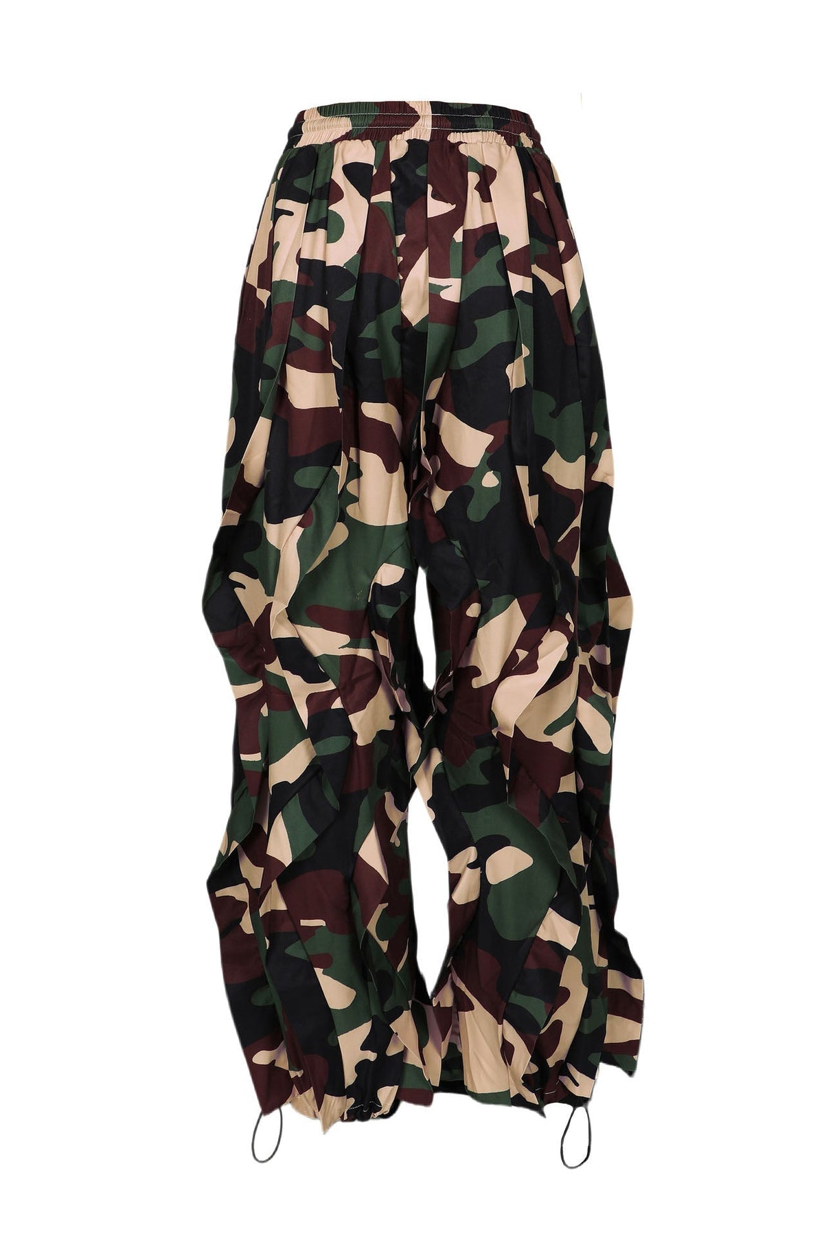 Abstract Print Cascading Draped Drawstring Pants Lavish Daily