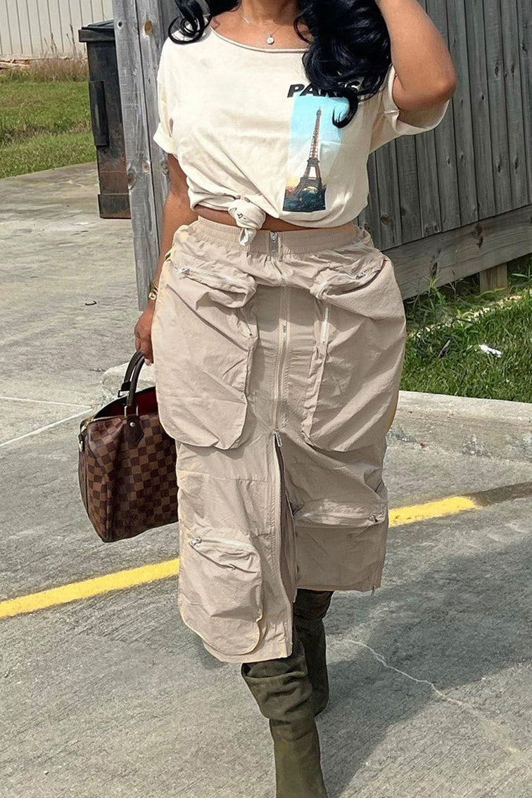 Cargo Zipper Skirt Lavish Daily