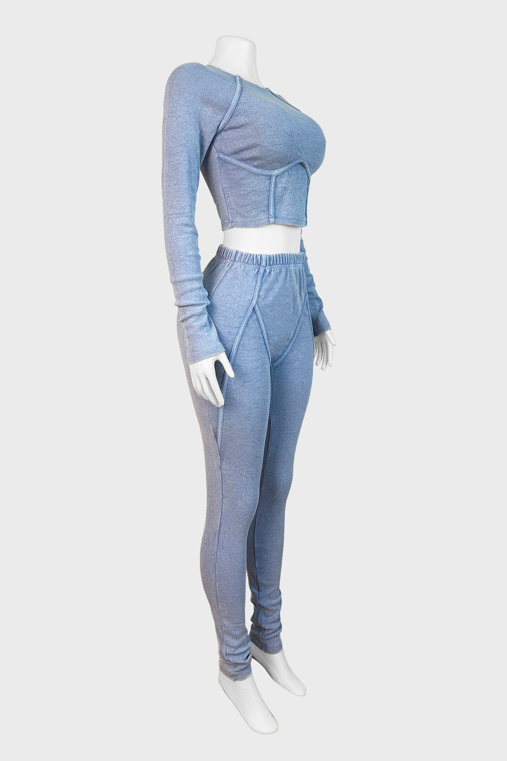 Ribbed Long Sleeve Top and Pant Two-piece Set Lavish Daily