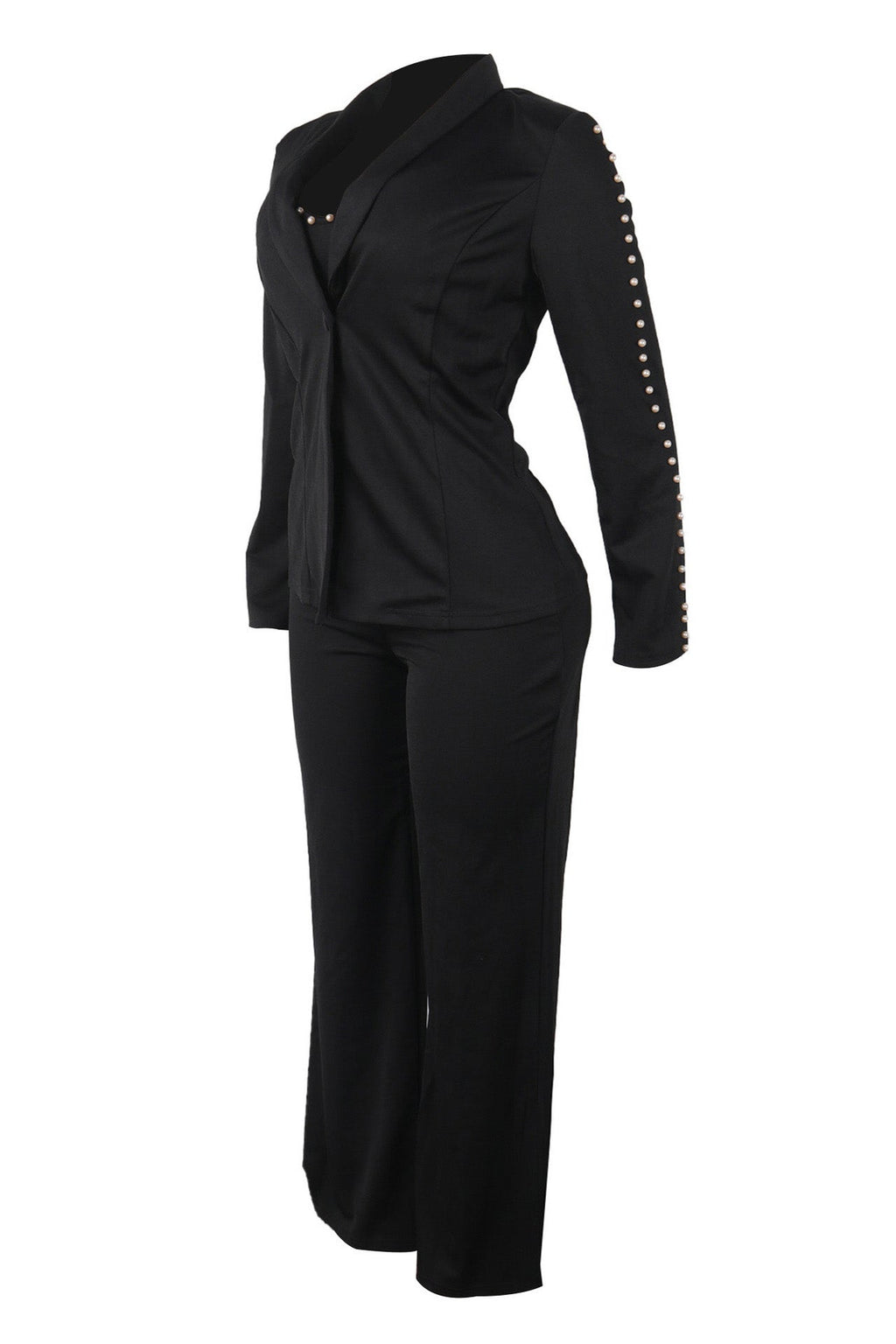 Elegant Pearl Lapel Blazer Three-Piece Set Lavish Daily