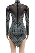 Rhinestone Embellished Sheer Mesh Mini Dress Lavish Daily