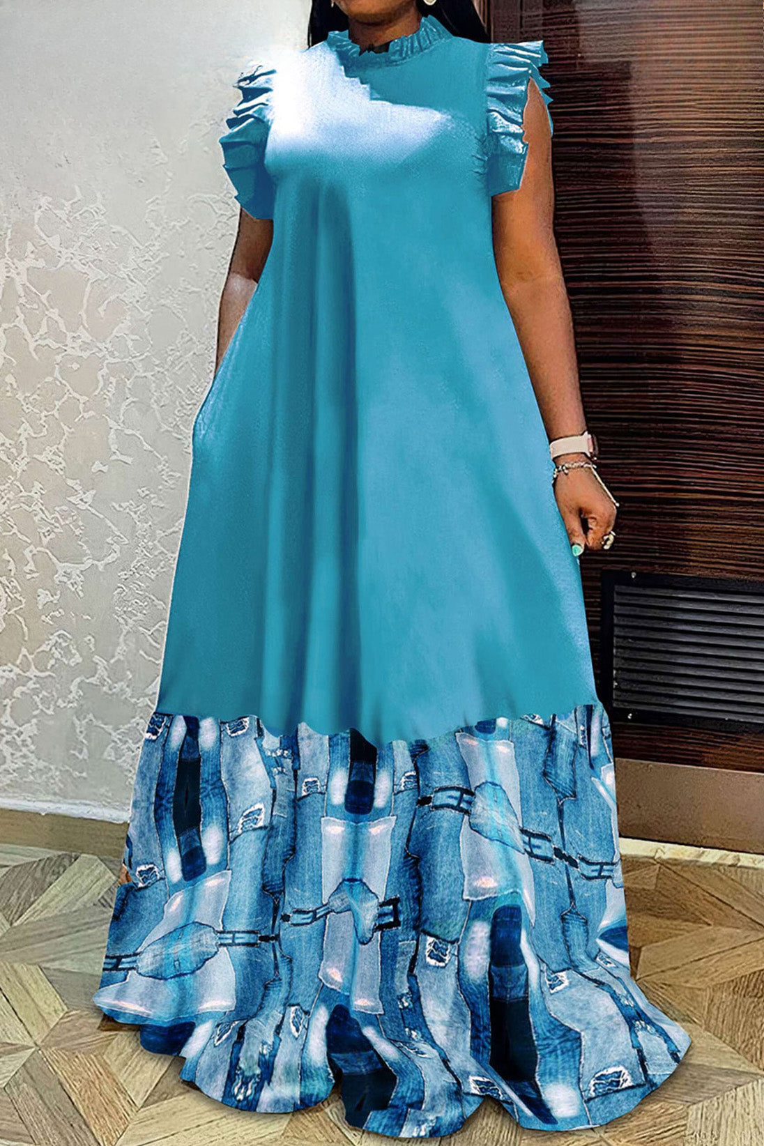 Maxi Dress With Ruffle Sleeve Lavish Daily