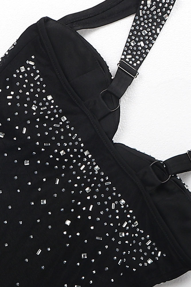 Rhinestone Bodysuit & Pencil Skirt Skirt Set Lavish Daily