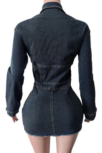 Zip-Up Denim Corset Mini Dress Lavish Daily