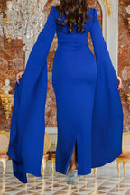 Crystal Embellished Cape Sleeve Maxi Dress LavishDaily