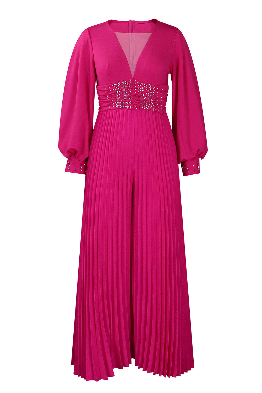 Plus Size Beaded Mesh Wide-Leg Jumpsuit Lavish Daily