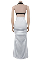 Two Tone Open Back Halter Maxi Dress Lavish Daily