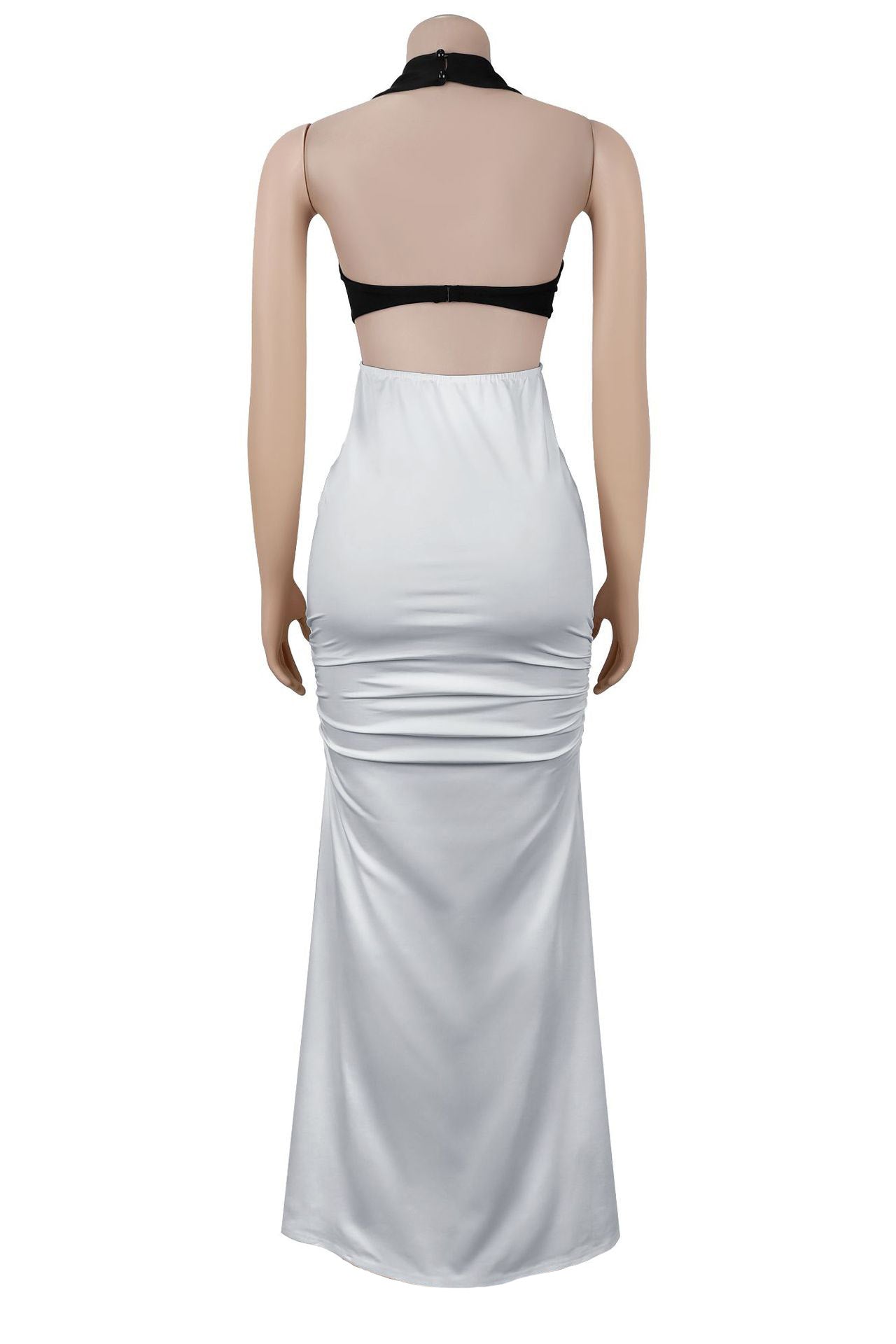 Two Tone Open Back Halter Maxi Dress Lavish Daily