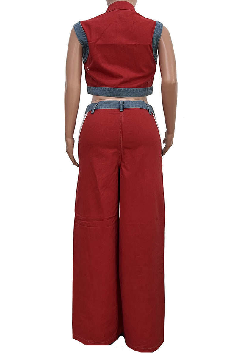 Striped Cropped Top Denim Pant Sets Lavish Daily