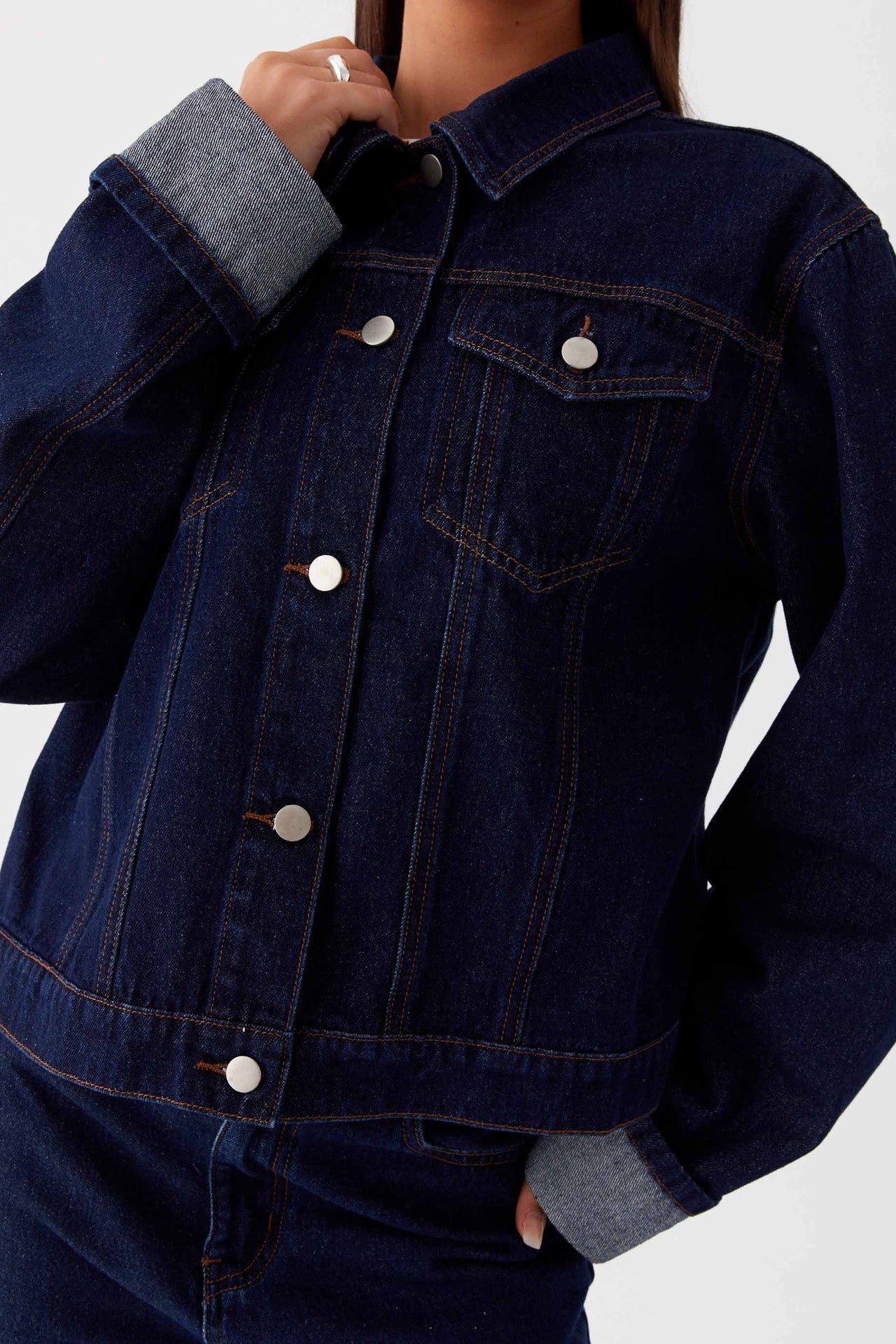Collared Comfortable Casual Denim Jacket Lavish Daily