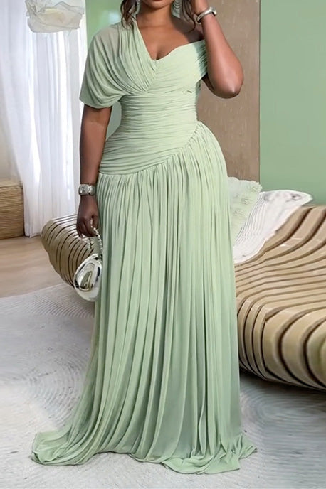 Asymmetrical Ruched Corset Maxi Dress Lavish Daily