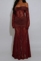 Off Shoulder Lace Maxi Dress Lavish Daily