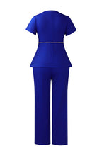 Short Sleeve Asymmetric Blazer Trouser Set Lavish Daily