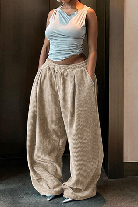 Relaxed Waist Straight Leg Casual Pants Lavish Daily
