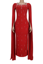 Crystal Embellished Cape Sleeve Maxi Dress LavishDaily