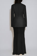 Collarless Blazer and Mesh Skirt Set Lavish Daily