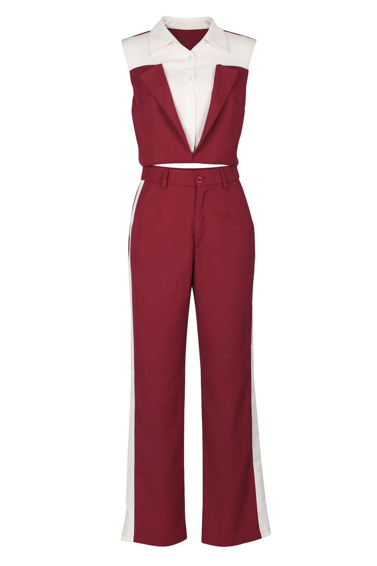 Patchwork Button Tie Back Top And Trousers Set Lavish Daily