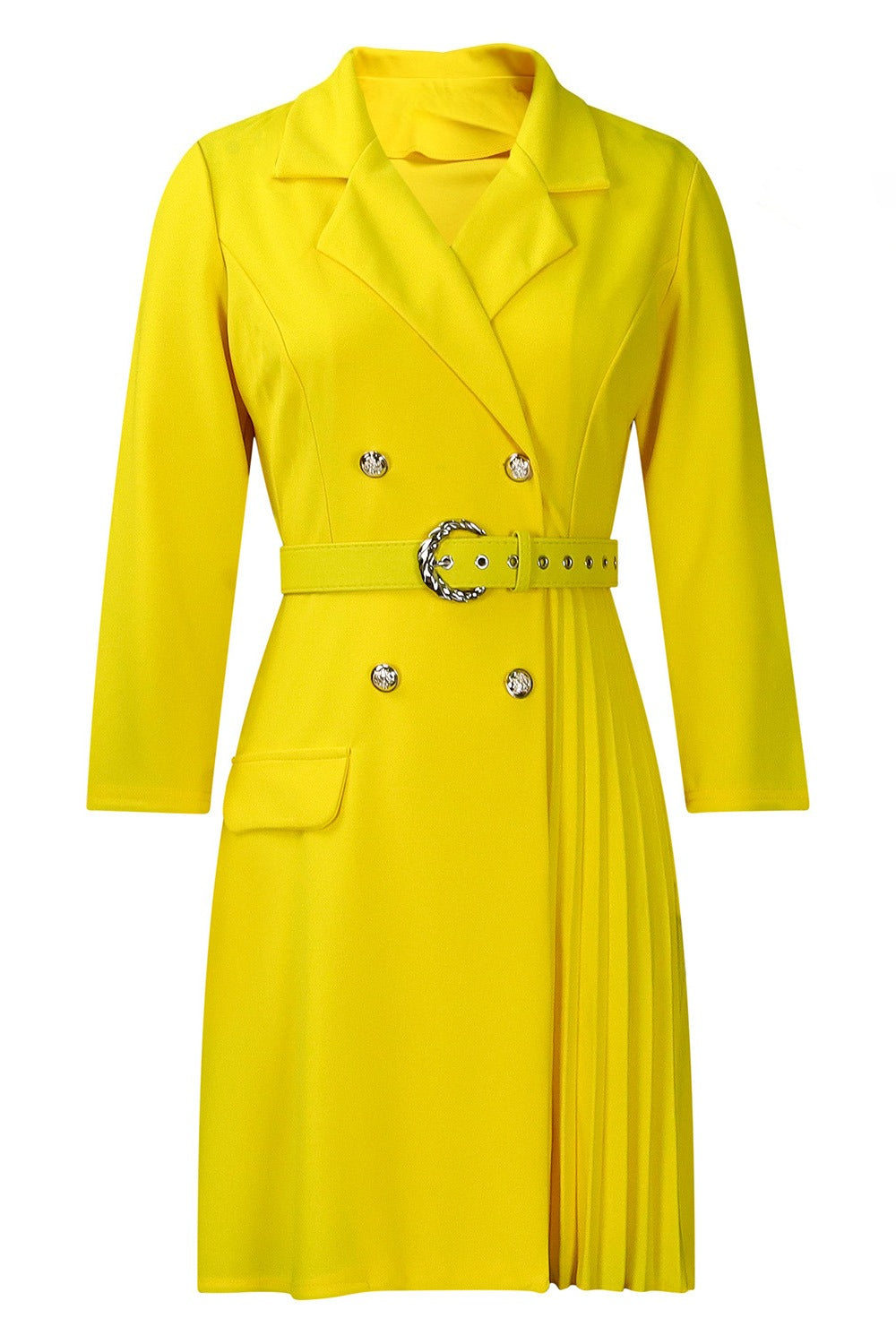 Pleated Patchwork Midi Blazer Dress Lavish Daily