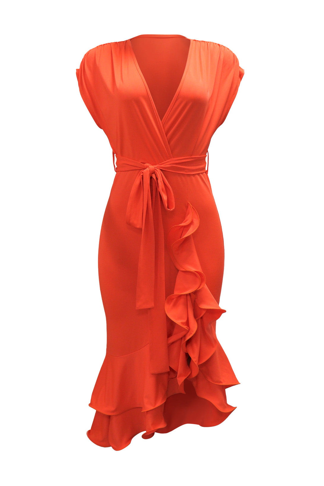 Deep V-Neck Solid Tie Dress with Loose Sleeves Lavish Daily