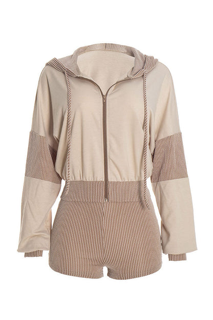 Contrast-Panel Zip Hoodie & Shorts Set Lavish Daily