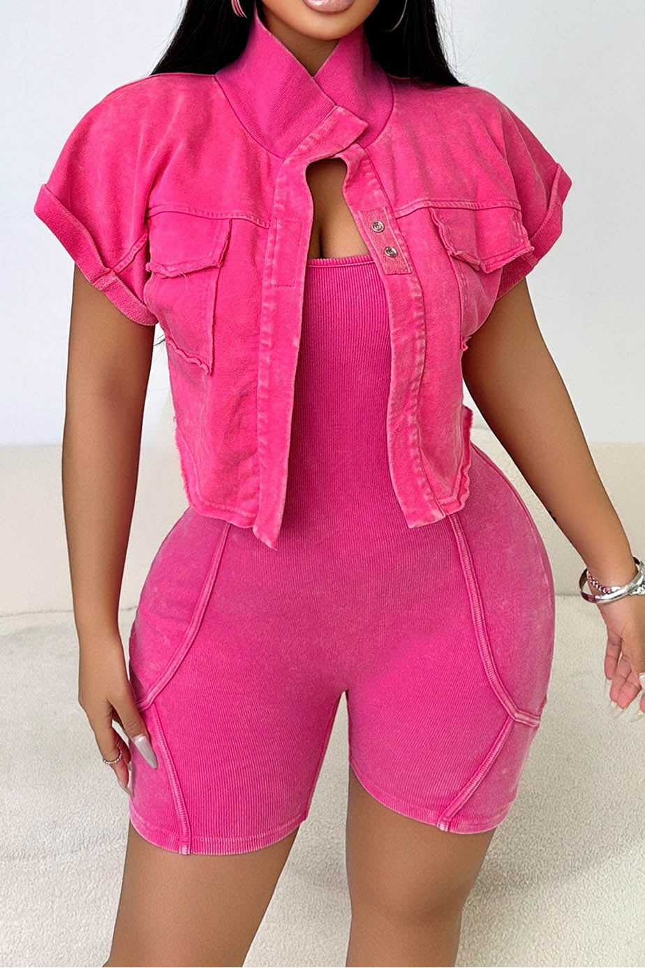 Vintage Washed Rompers & Jacket Set Lavish Daily