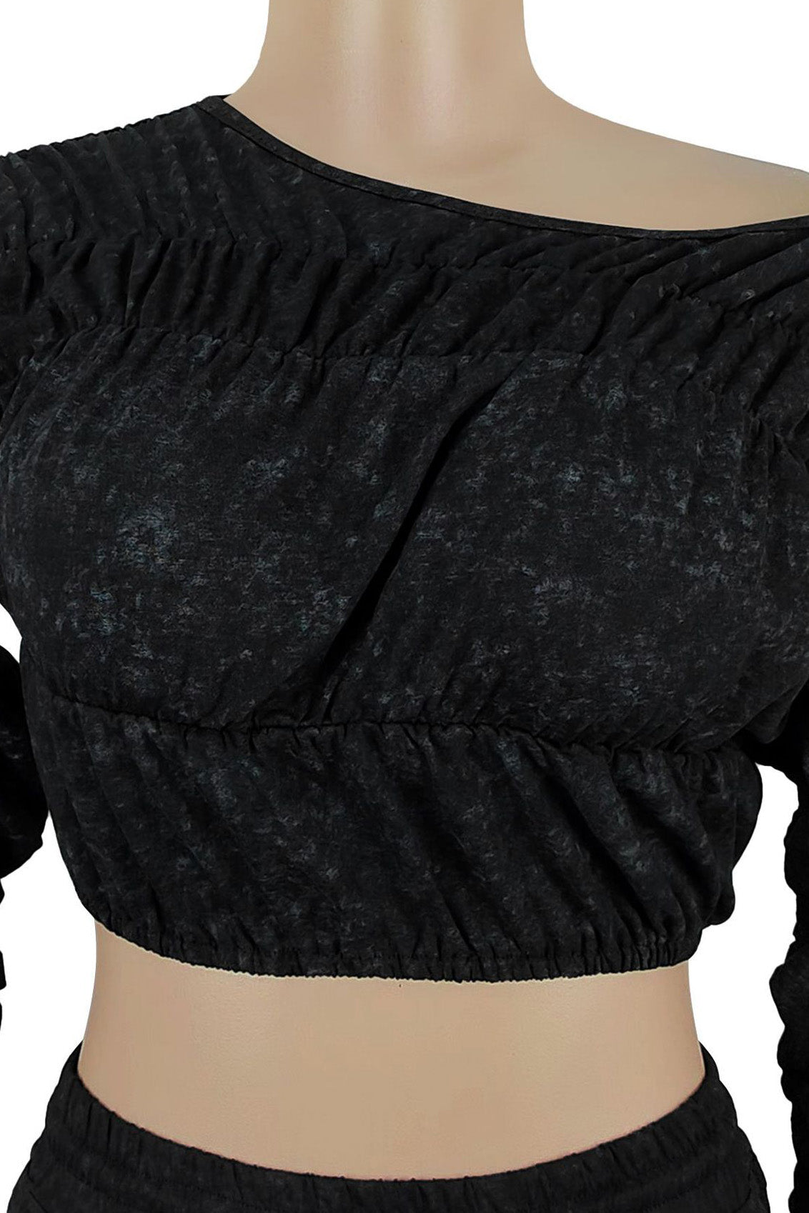 Ruched Off-the-Shoulder Crop Top & Flare Set Lavish Daily