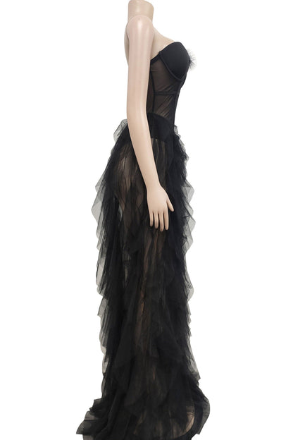 Strapless Corset Tulle Maxi Dress Lavish Daily