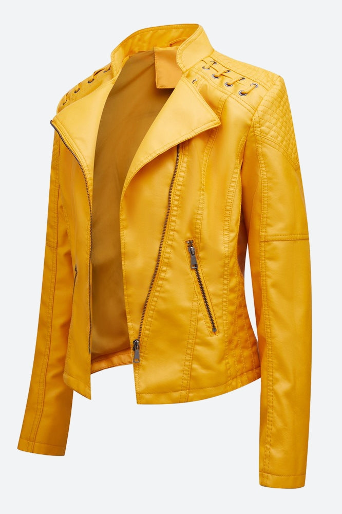 Women Classic Leather Jacket Lavish Daily