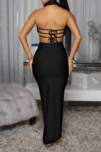 Halter Floral Maxi Dress Lavish Daily