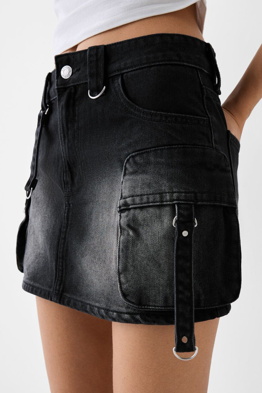 Low Rise Denim Mini Skirt Lavish Daily