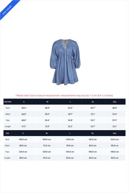 Boho Denim Puff Sleeve Mini Dress Lavish Daily