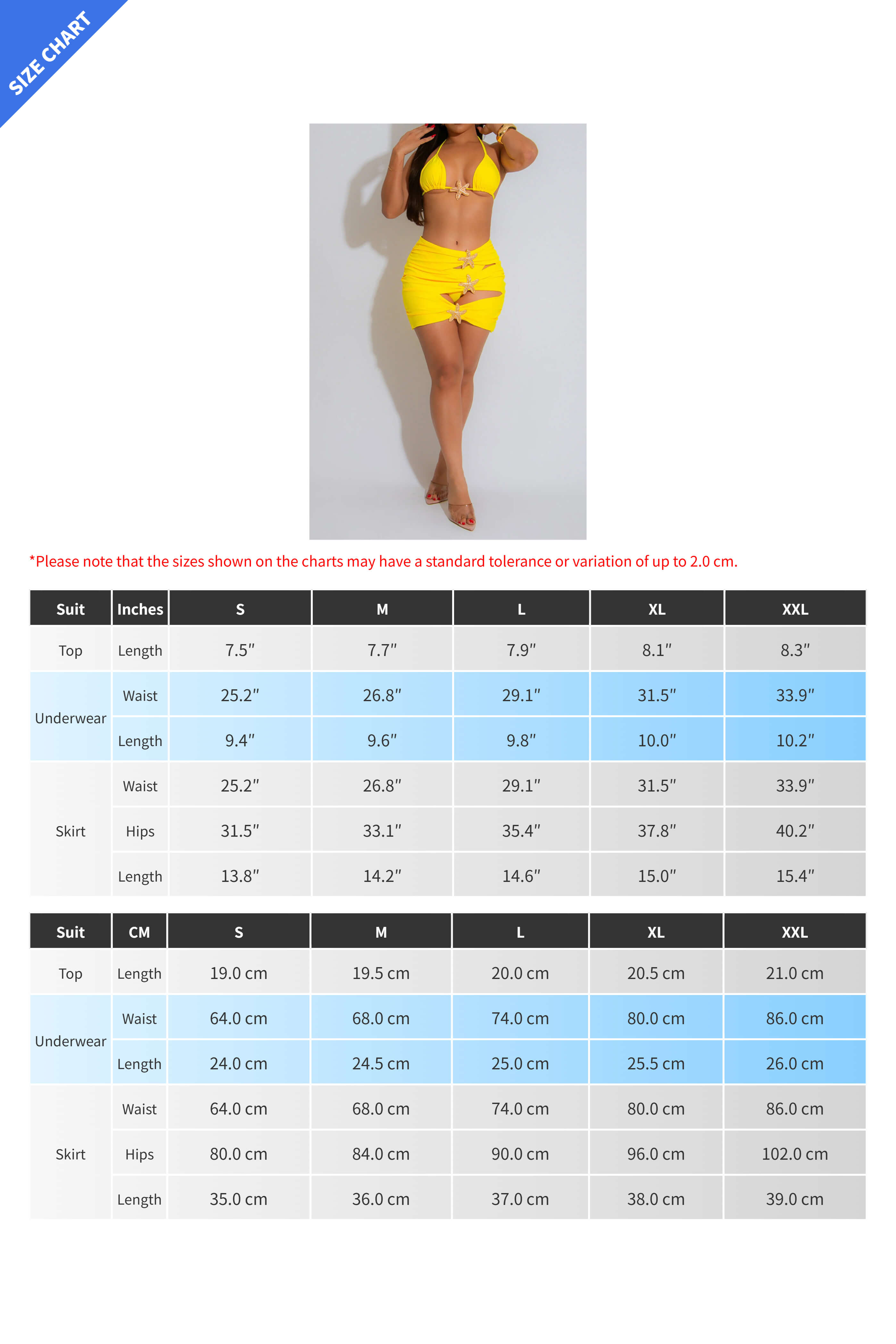 Three-Piece Bikini Set with Tie Skirt Lavish Daily