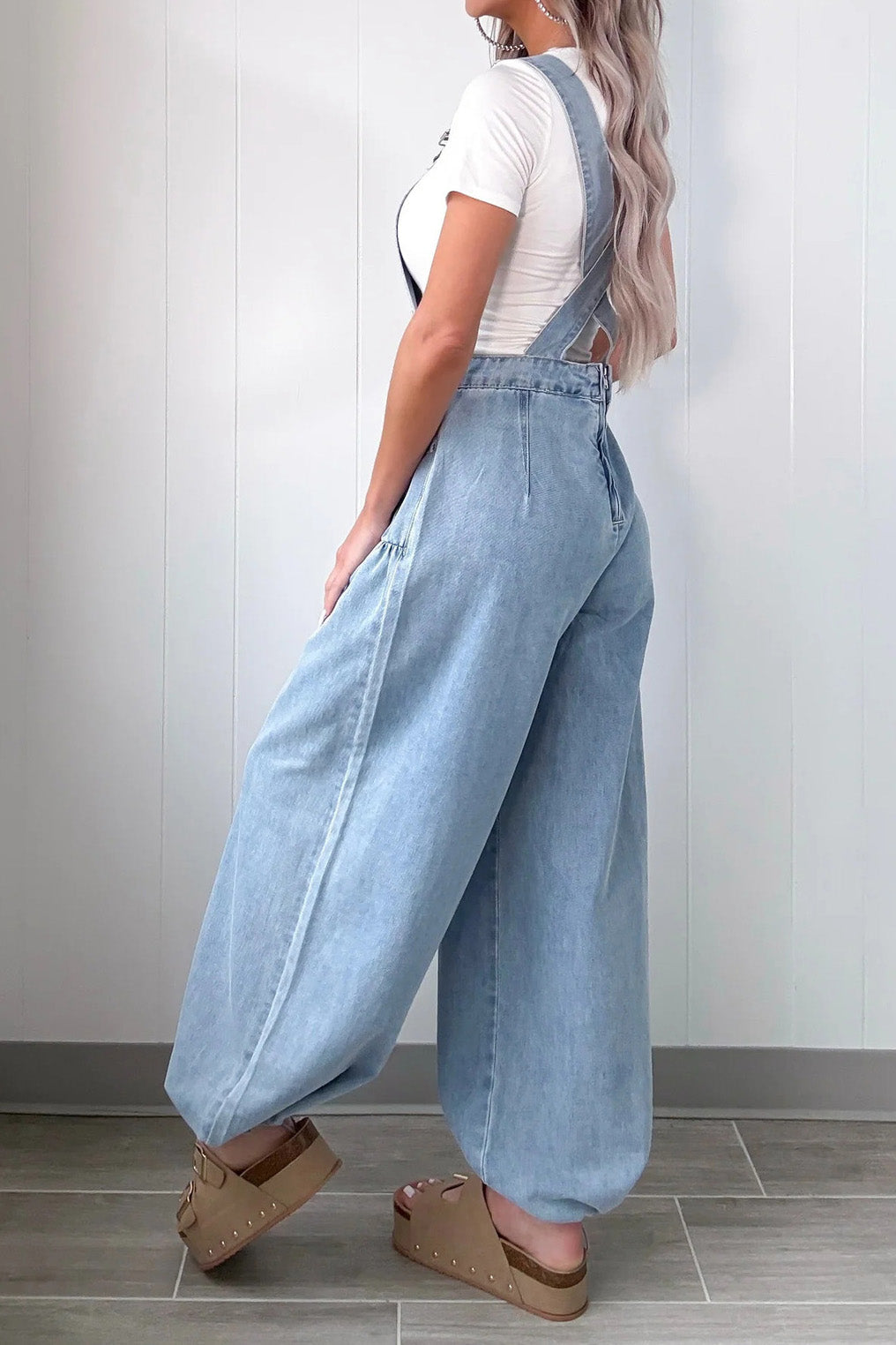 Loose Fit Denim Jumpsuit with Straps Lavish Daily
