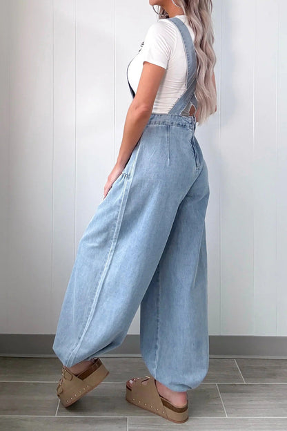 Loose Fit Denim Jumpsuit with Straps Lavish Daily